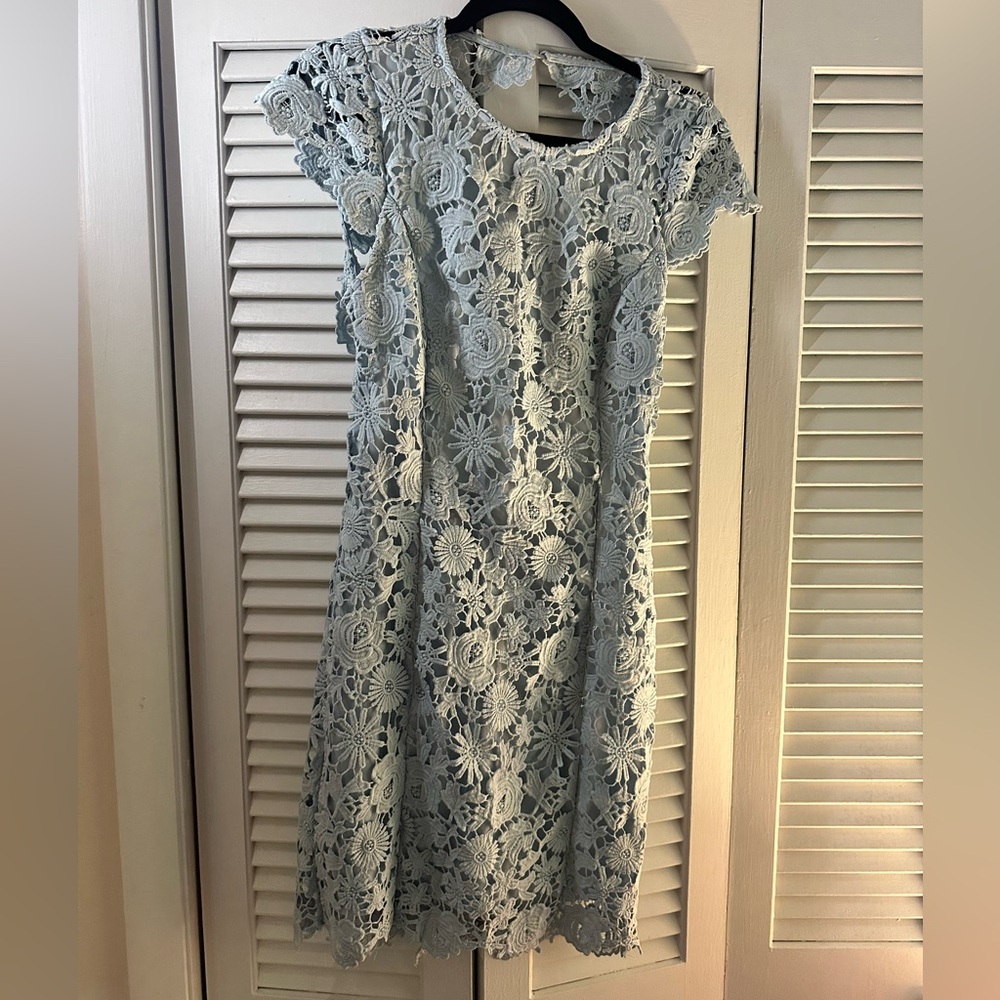 Lulu's Soft Blue Lace Mini Dress - Picture 11 of 11